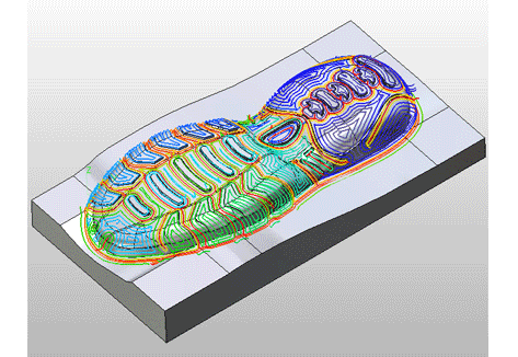 Imprint of a shoe with toolpath