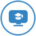 Icon showing a screen with a mortar board hat