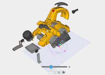 Exploded view of the assembly of an electric wood plane