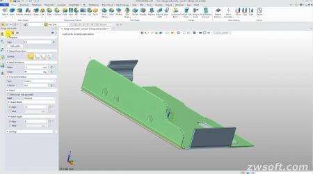 Design of a sheet metal component on a computer screen