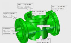 Model of a valve body with 3D notes shown