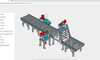 Model of a small assembly line on computer screen