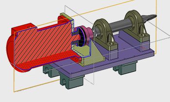CADbro viewer options Mechanical assembly with sectioned component