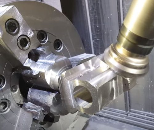 Component being machined on a CNC machine